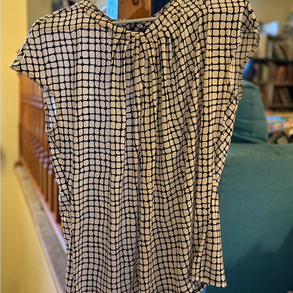 Worthington Black and White Grid Blouse